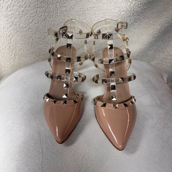 Title: Mix No. 6 Light Pink/Beige Studded Patent Pumps – Size 6.5 - Picture 8 of 9